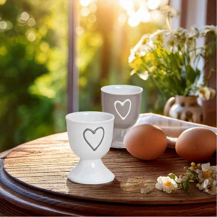 matches21 HOME & HOBBY Eierbecher, (4-tlg), Runde Keramik Ei-Halter als lustige Frühstücks-Eier Tisch-Deko – Bild 2