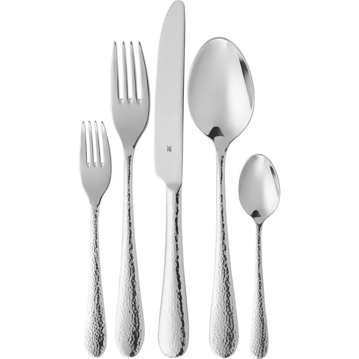 WMF Besteck-Set Sitello (60-tlg), 12 Personen, Cromargan® Edelstahl Rostfrei 18/10, geschmiedete Messer, farbecht, Wellenschliff, spülmaschinenfest