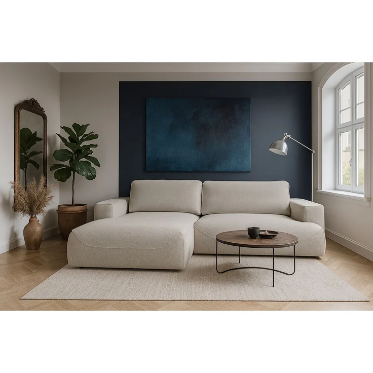 MEBLINI Schlafcouch mit Bettkasten – LUMIERE – 271x195x96cm – Links – Beige Samt - Ecksofa mit Schlaffunktion - Sofa mit Relaxfunktion und Kissen - Couch L-Form – Eckcouch – Bild 2