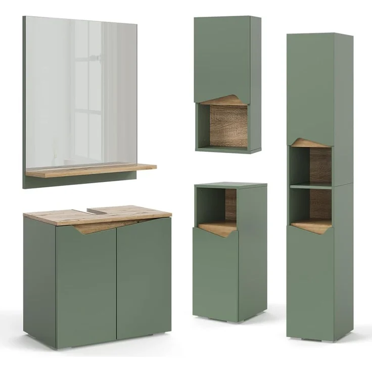 Midischrank Marelle Grün/Artisan 30 x 74.5 cm mit Tür und offenem Fach Vicco – Bild 8