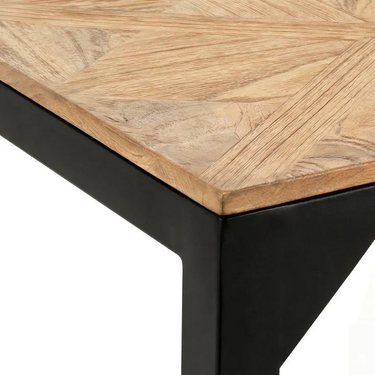 CLP Beistelltisch Velaro Couchtisch in C-Form Tischplatte aus Mindiholz Eisengestell,natura – Bild 6