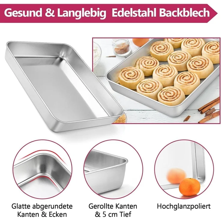 Homikit Edelstahl Backblech mit Luftdichtem Deckel 31,6x24,7x4,8cm – Bild 4
