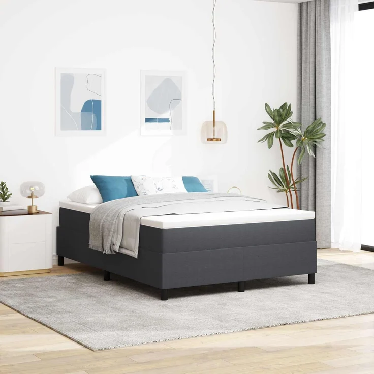 vidaXL Plattformbettgestell Dunkelgrau 140 x 190 cm Cordstoff 3337408 – Bild 1