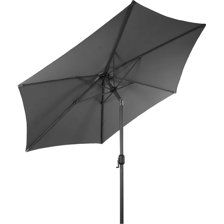 XL Alu Sonnenschirm Ø 2,5 m Kurbelschirm Garten Balkon Terrasse knickbar steingrau