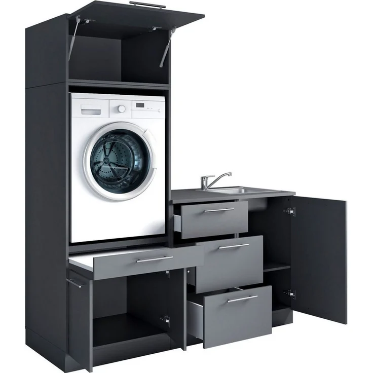 Laundreezy Mehrzweckschrank-Set Laundreezy, 4-tlg. Mehrzweckschrank-Set B/H/T 168/200/68 cm, (4-St), Breite 168 cm, Soft-Close-Funktion, höhenverstellbare Füße – Bild 2