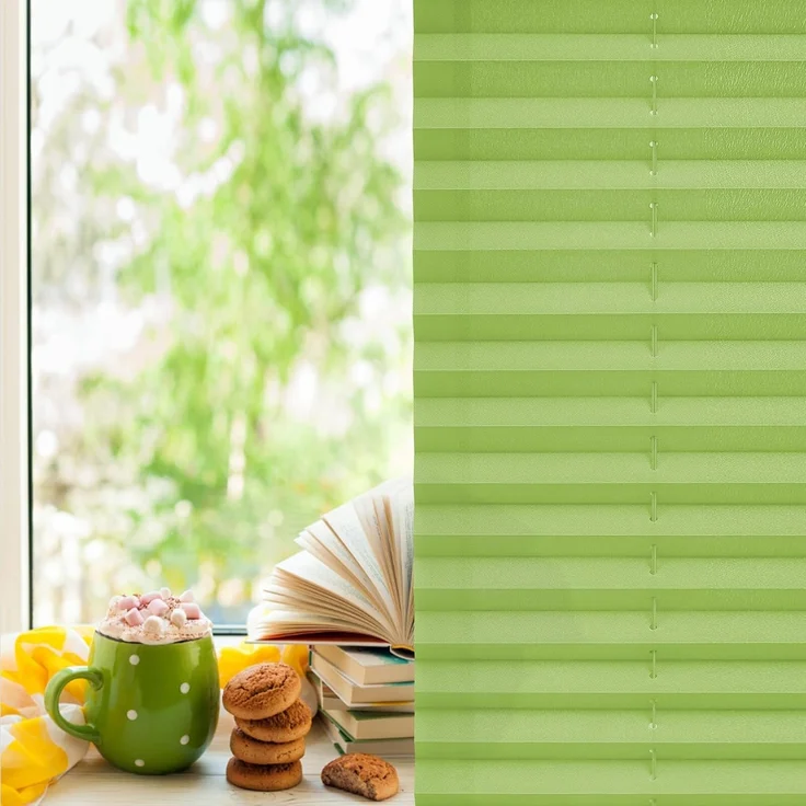 Plisseerollo ohne Bohren Klemmfix 90x120 cm(BxH) Grün Jalousie Sonnenschutz Easyfix Faltrollo Lichtdurchlässig Rollo für Fenster & Tür – Bild 3