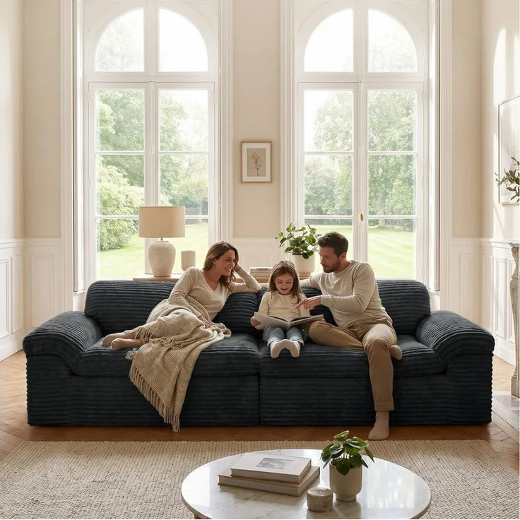 Vesgantti Big-Sofa Vesgantti 260 cm Boneless Sofa, 3-Sitzer Cord Couch aus Vollschaum – Bild 4