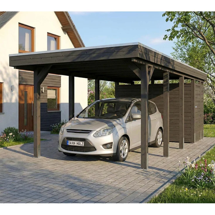 Skan Holz Friesland | Holz Carport mit Schuppen |