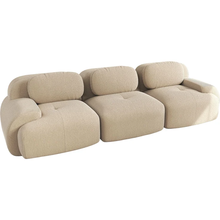 3-Sitzer-Sofa aus Premium-Cordstoff,modular kombinierbar rutschfest ohne Montage ergonomische Armlehnen und hochelastische Polsterung für Wohnzimmer und Schlafzimmer,Premium-Cordstoff,Beige, – Bild 5