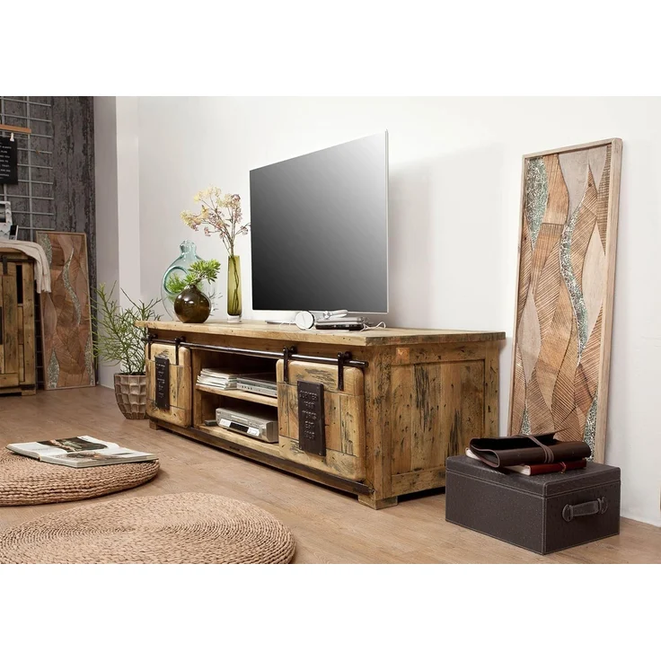 TV-Board Mango 180x55x50 natur lackiert RAILWAY #135 – Bild 4