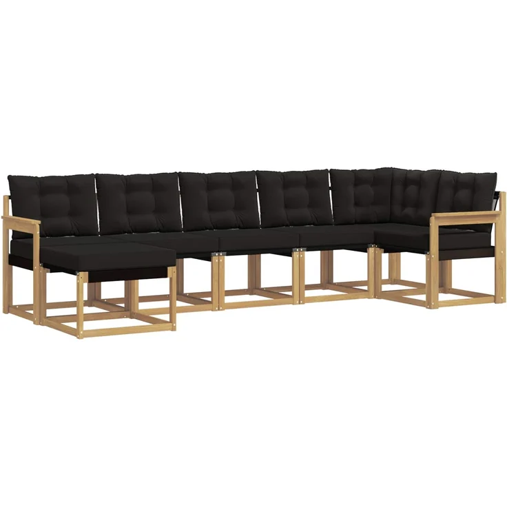 vidaXL Outdoor-Sofagarnitur mit Kissen 7 pcs Weiß und Schwarz 3389686 – Bild 2