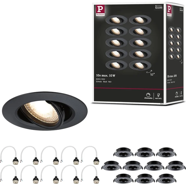Paulmann 92117 Einbauleuchte rund 90mm 10er-Set Schwarz schwenkbar – Bild 1