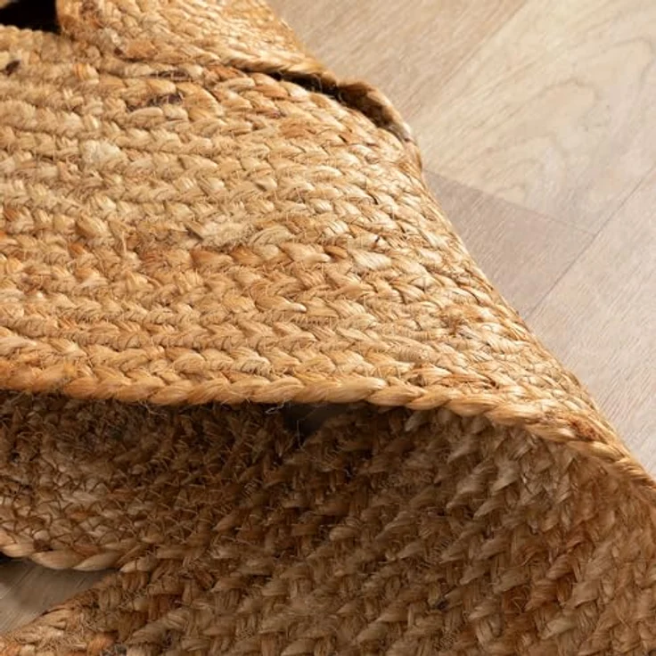 Steffensmeier Juteteppich Goa Design, Rund, 120x120 cm, aus Naturmaterialien, für Fußbodenheizung geeignet, Floral – Bild 4