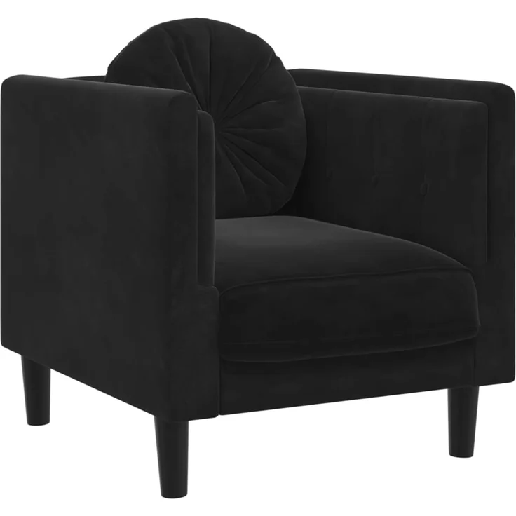 vidaXL Sessel mit Kissen Schwarz Samt 372627 – Bild 1