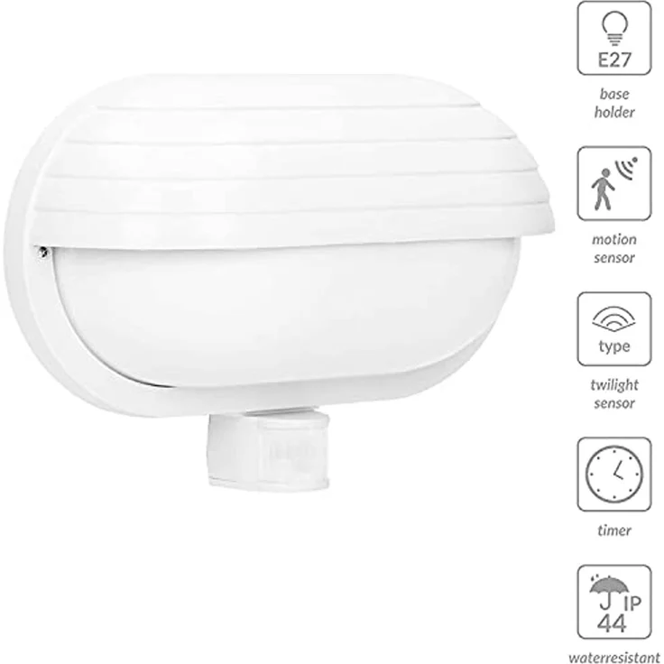 Orno MUSAM Außen-Wandleuchte mit Bewegungsmelder 180° 1x60W E27 IP44 mit Blende aus Kunststoff weiß Symbol: LF-1/W EAN: 590825 LF-1/W – Bild 4