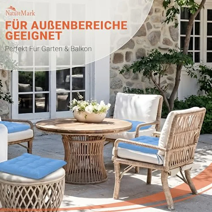 NatureMark Sitzkissen Sitzkissen 40 X 40 CM, Universal Sitzpolster Kissen, schadstoffgeprüft, Hell blau – Bild 4