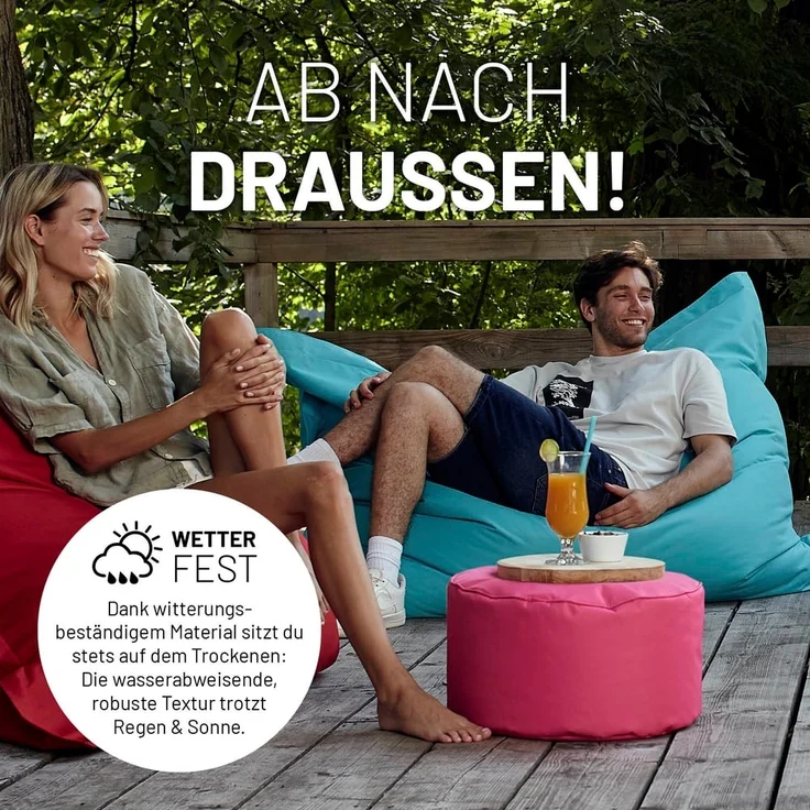 Lumaland Pouf Sitzsack-Hocker Pouf rund Cord 50l senfgelb, supersofte Füllung EPS-Perlen – Bild 5
