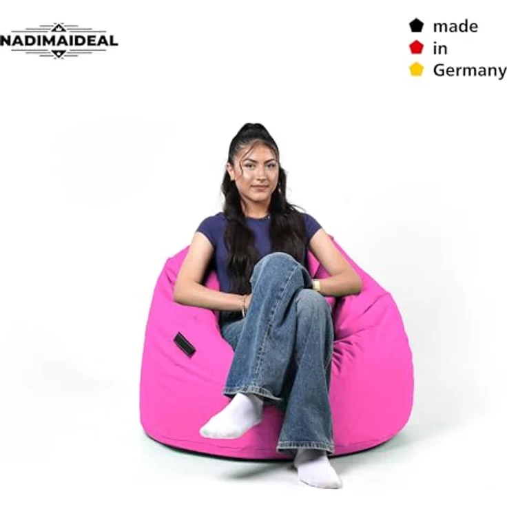 Nadimaideal Sitzsack Tropfenform Kastanie | Bodenkissen für Kinder & Erwachsene | Indoor & Outdoor | Gaming Sitzsack - Sitzkissen - Beanbag | Füllung EPS Perlen (Pink, XXL-Durchmesser 88 cm) – Bild 6