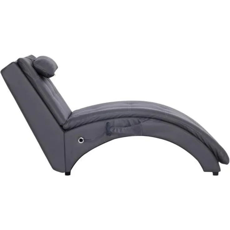 vidaXL Massage Chaiselongue mit Kissen Grau Kunstleder 281348