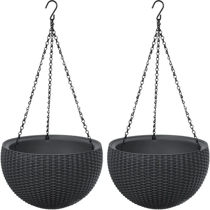 Keter Pflanzkübel 229544 (2 St), Blumentopf mit Hängekette – Bild 4