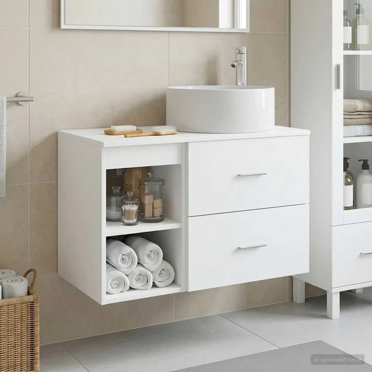 vidaXL Badezimmerschrank-Set 2 stk. Weiß 79,5 x 44,5 x 80 cm 3403928 – Bild 1