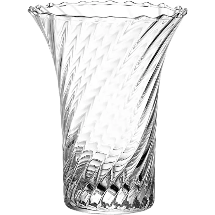 LEONARDO HOME Ravenna Blumenvase aus 3D veredeltem Glas, handgefertigte, geschwungene Tischvase, klassisches Design, transparent, Höhe: 14,5 cm, Unikat – Bild 1