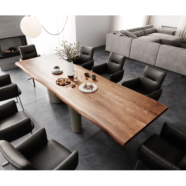 Esstisch Edge 300x100 XL Akazie Braun Troa Metall Effektfinish Titan Live-Edge – Bild 4