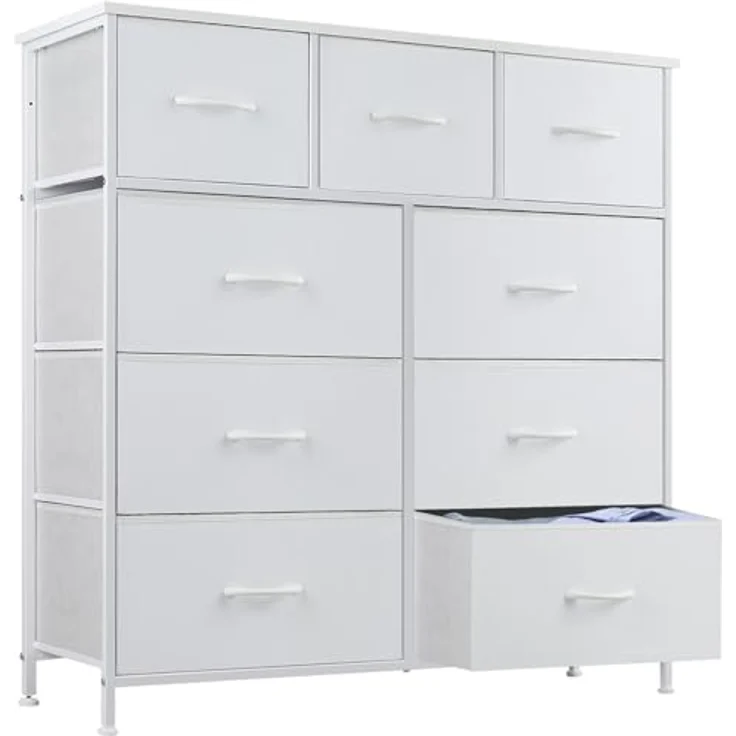 Sweetcrispy Kommode für Schlafzimmer, breite Schublade Kommode, 9 Stoffschubladen mit Griffen, Schubladen aus Stoff, Schrank, TV Stand für Schlafzimmer, Schrank, Wohnzimmer, Kinderzimmer – Bild 2