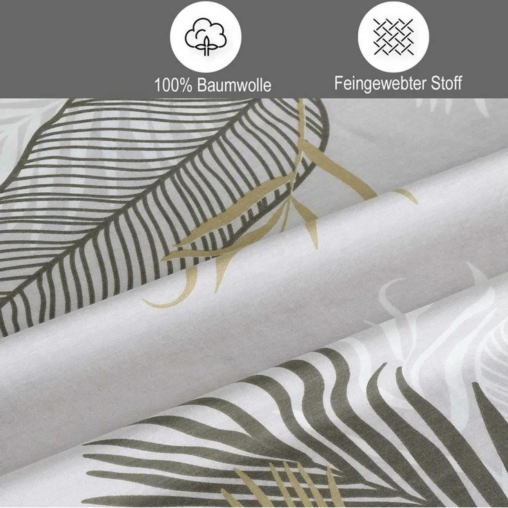 Buymax Bettwäsche, Renforcé: 100% Baumwolle, 3 teilig, Premium 100% Baumwolle Bettbezug-Set 200x220 cm mit Reißverschluss – Bild 2