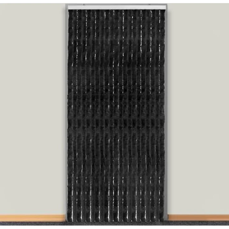Moritz Flauschvorhang aus Chenille 100 x 200 cm schwarz Türvorhang als Fliegenschutz Insektenschutz für Camping Wohnwagen – Bild 3