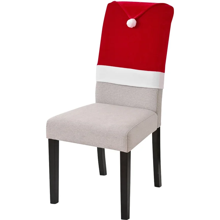 ABC 4-teiliges Stuhlhussen-Set, für Weihnachten, rot, Flanell / Vliesstoff, 6 x 30 x 14 cm – Bild 5