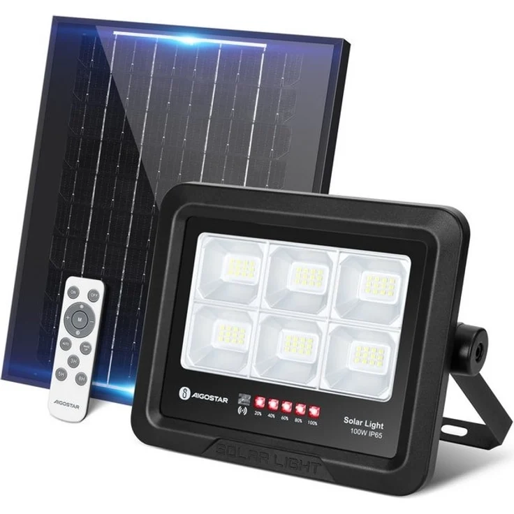 Aigostar Flutlichtstrahler Solarstrahler Außen Mit Fernbedienung LED Strahler Außen Solar, IP65, LED fest integriert, Tageslichtweiß – Bild 4