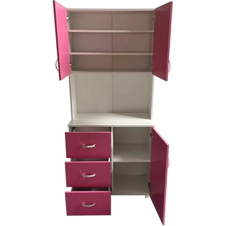 HTI-Living Küchenbuffet Küchenschrank Blanca Pink Weiß (Stück, 1-St, 1 Schrank) Küchenbuffet 6 Regalfächer 3 Schubladen – Bild 3