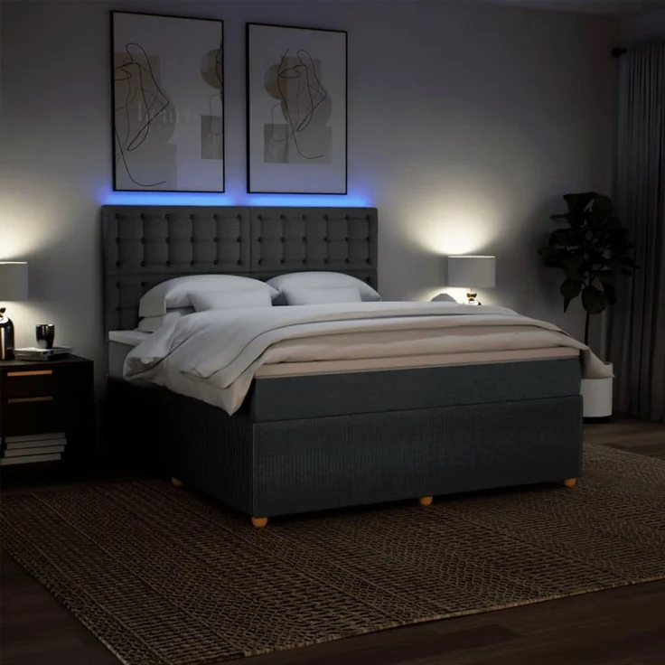 vidaXL Boxspringbett mit Matratze Dunkelgrau 180x200 cm Stoff 3294450 – Bild 4