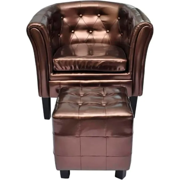 vidaXL Sessel mit Fußhocker Braun Kunstleder