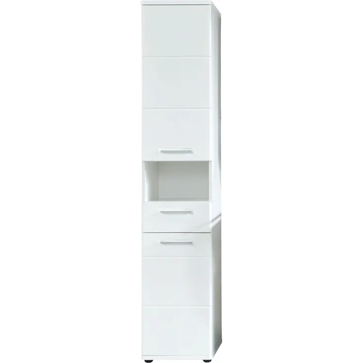Badezimmer Hochschrank Monte in Hochglanz weiß 37 x 189 cm