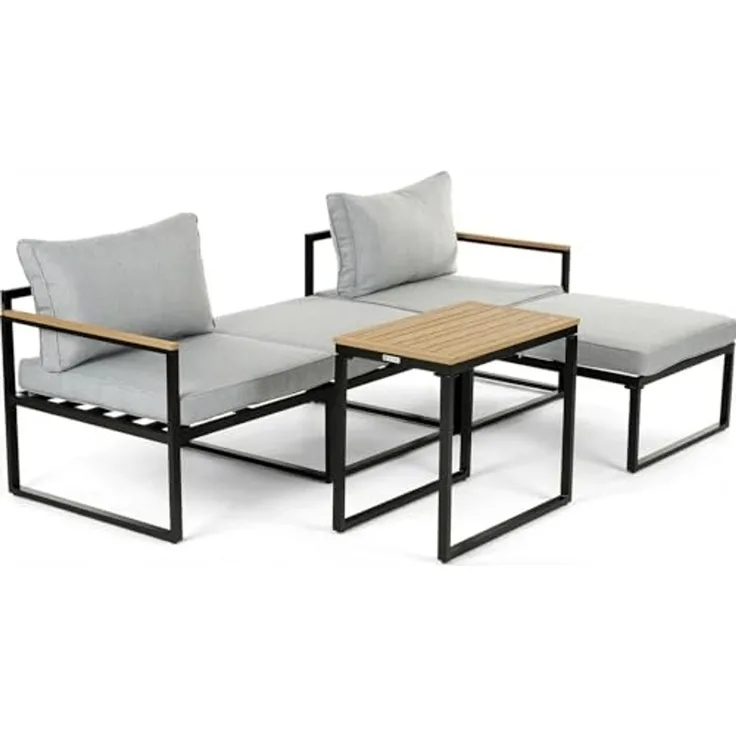 greemotion 'Retiro' Lounge-Set mit 2 Sesseln, 2 Fußhockern und einem Tisch, Aluminium