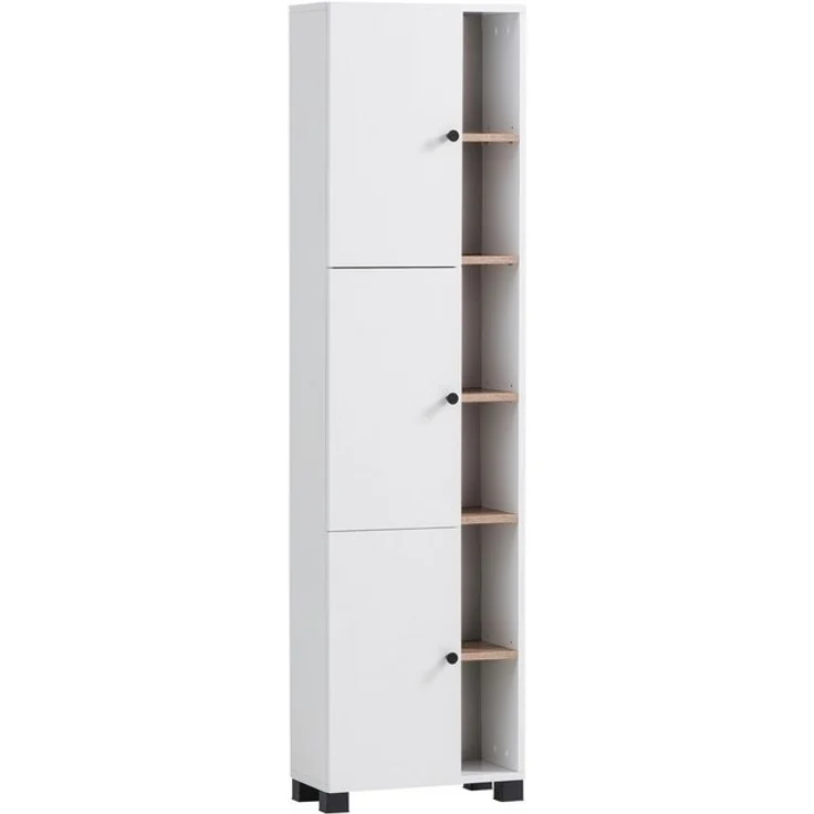 Schildmeyer Hochschrank Balto, Holzwerkstoff, Kreideweiß/Wildeiche Dekor, 44,9 x 23,4 x 167,6 cm – Bild 4
