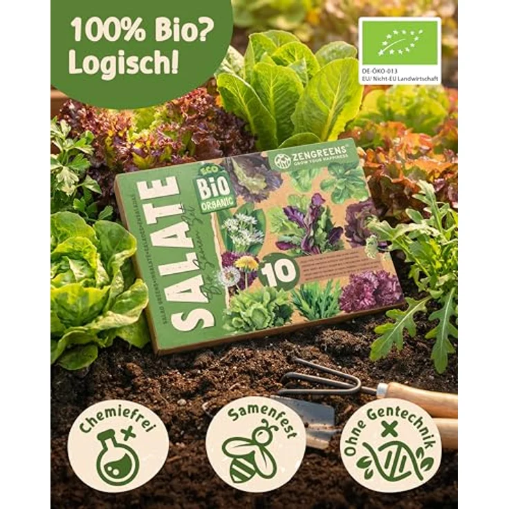 ZenGreens® - Bio Salatgemüsesamen im 10er Set - 10 Salat Gemüse Samen für den einfachen Anbau im Garten, Balkon oder Hochbeet - Pflanzensamen - Saatgut – Bild 4