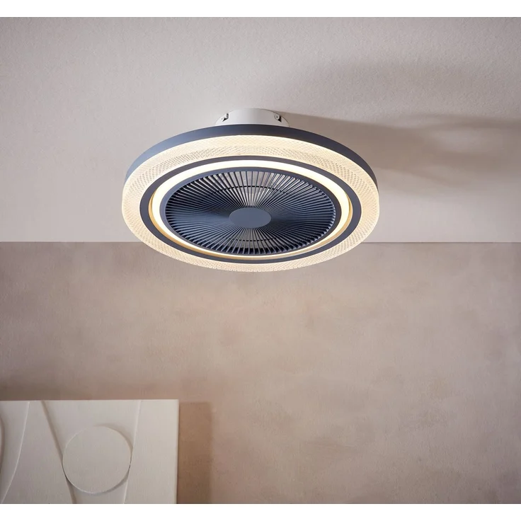 Mican 'SALERNO' Deckenventilator, Aluminium weiß, Ø 50 x 20 cm, mit LED-Leuchtmittel & Fernbedienung – Bild 5