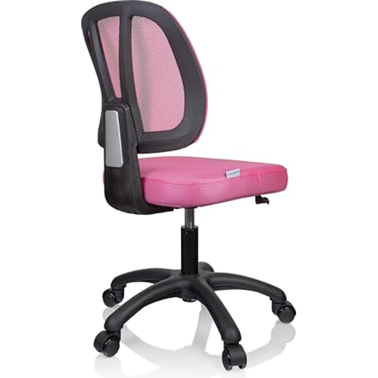 hjh OFFICE 736421 Kinder Schreibtischstuhl Kid YU 200 Netz Drehstuhl mit atmungsaktiver Rückenlehne, Rosa – Bild 7