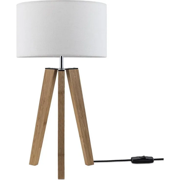 Paco Home Tischleuchte Canvas uni Color, ohne Leuchtmittel, Stehlampe Vintage Fuß LED Lampe Wohnzimmer Skandinavischer Stil E27