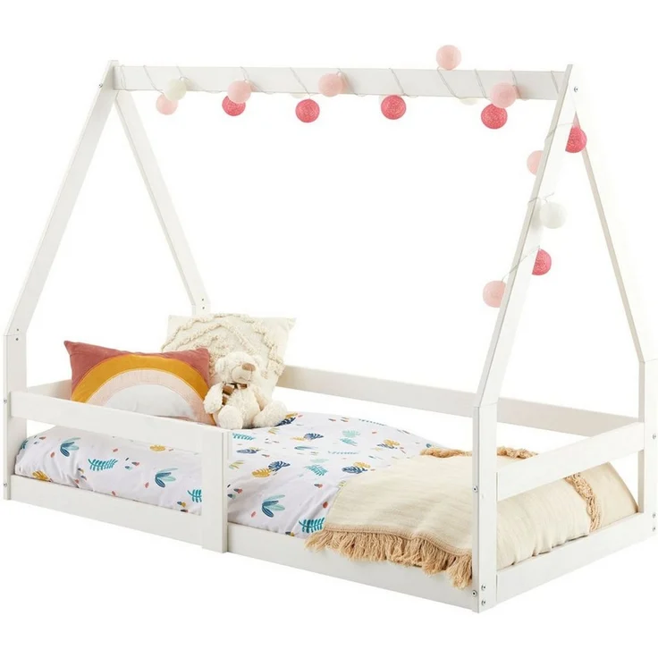 IDIMEX Hausbett TAMI Kinderbett in Hausform, 70x140 cm, Natur, Kiefernholz Kinderbett mit Rausfallschutz, ideal zum Schlafen und Spielen, Bodenbett, Montessori – Bild 5