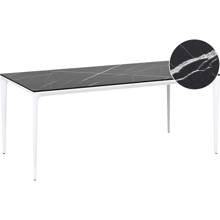Gartentisch SOVARETO 180 cm 90 cm Marmor Optik Schwarzer Marmor
