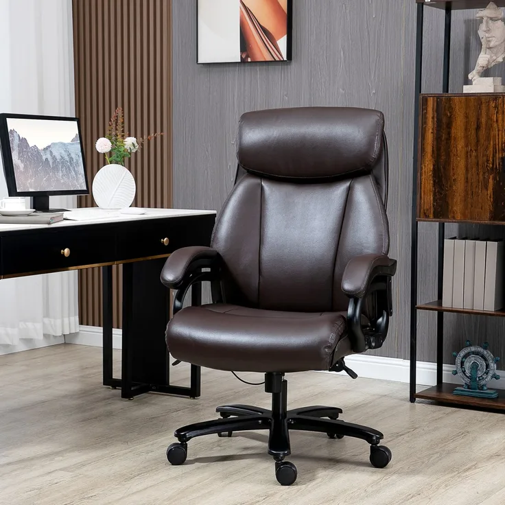 Bürostuhl mit weicher Polsterung, höhenverstellbar & Wippfunktion, 72x83x114-122 cm, Braun