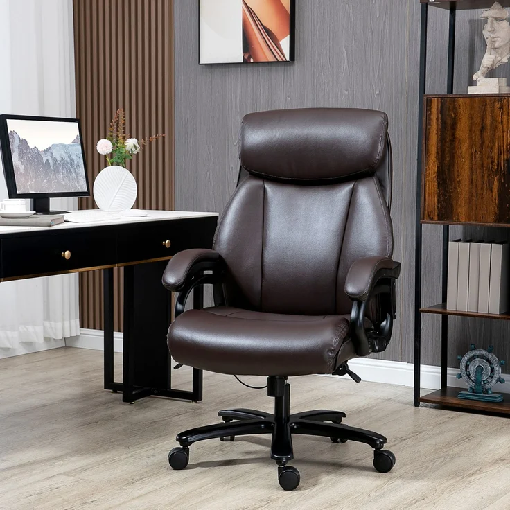 Bürostuhl mit weicher Polsterung, höhenverstellbar & Wippfunktion, 72x83x114-122 cm, Braun – Bild 1