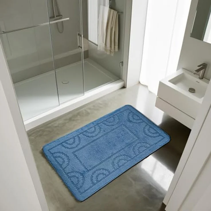 Comart, Teppich Nicole, für Badezimmer, synthetischer Stoff, rutschfeste Unterseite, Hellblau, 67x100 cm – Bild 5