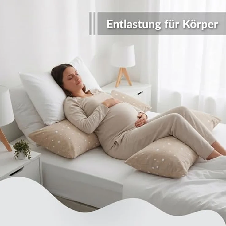 Totsy Baby Seitenschläferkissen Schwangerschaftskissen 40x145 cm - Kuschelkissen Schlafkissen Pregnancy Pillow Stillkissen Kissen mit Bezug für Seitenschläfer und Erwachsene Oeko-Tex – Bild 4