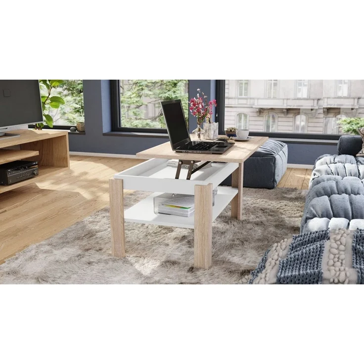designimpex Couchtisch Design Asti-P Tisch höhenverstellbar 55 - 67cm Esstisch – Bild 3