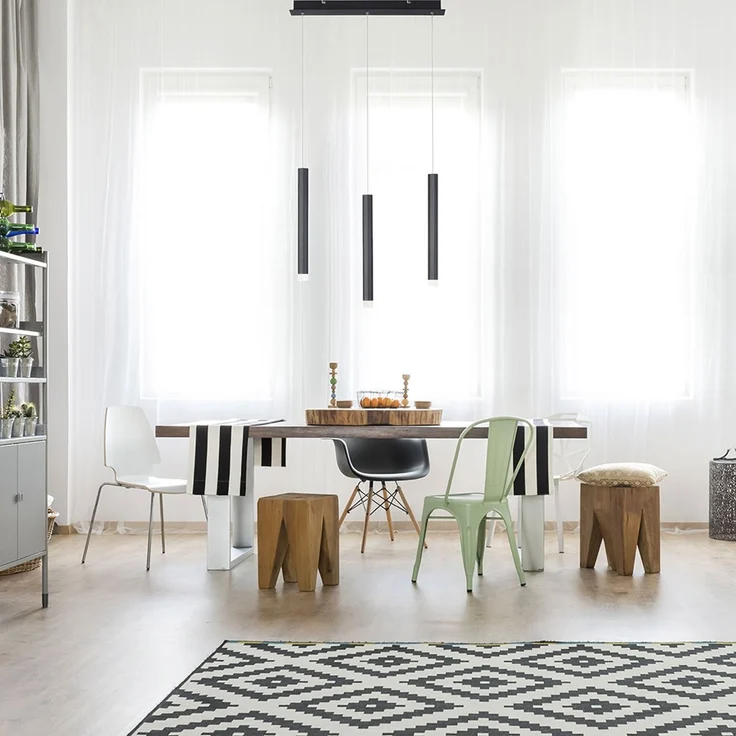 LED Hängeleuchte, Metall, schwarz, warmweiß, H 120 cm – Bild 6